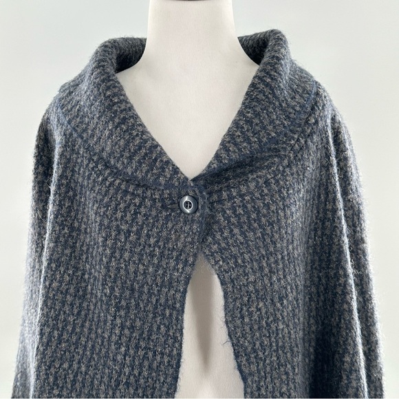 Max studio womens sweater size M grey blue houndstooth wool old money cardigan - Picture 3 of 12